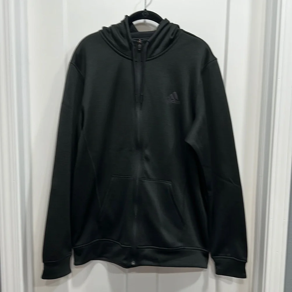 Adidas Full Zip Hoodie - Black Size Large
